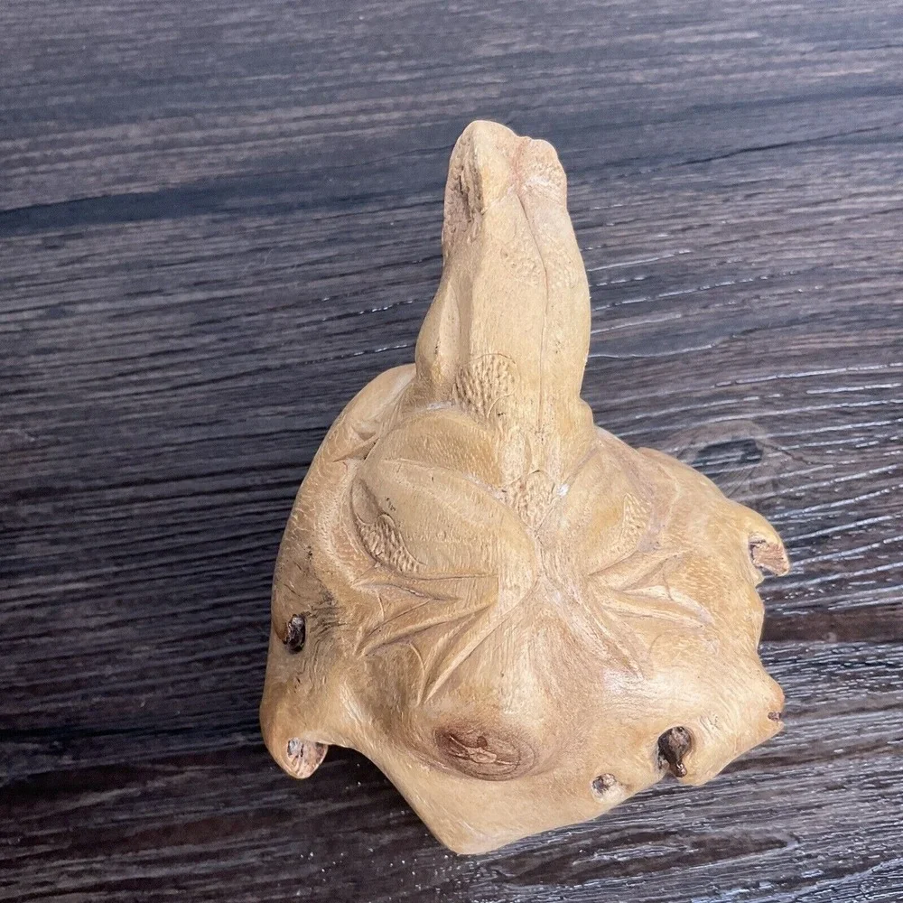 VTG Hand Carved Burl Wood Frog Unusual Indonesian Chinaberry‎ Bali Collectible